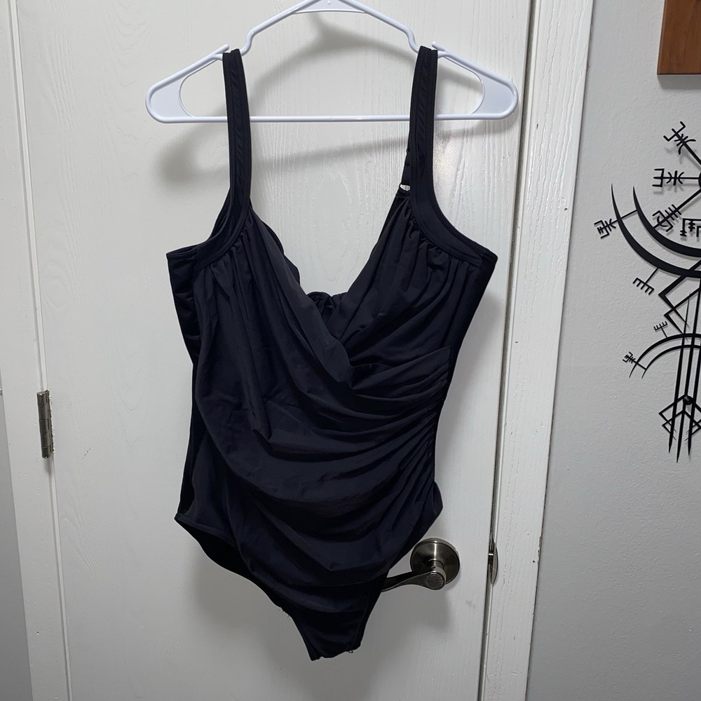 Miraclesuit Black One-Piece Draped Swimsuit